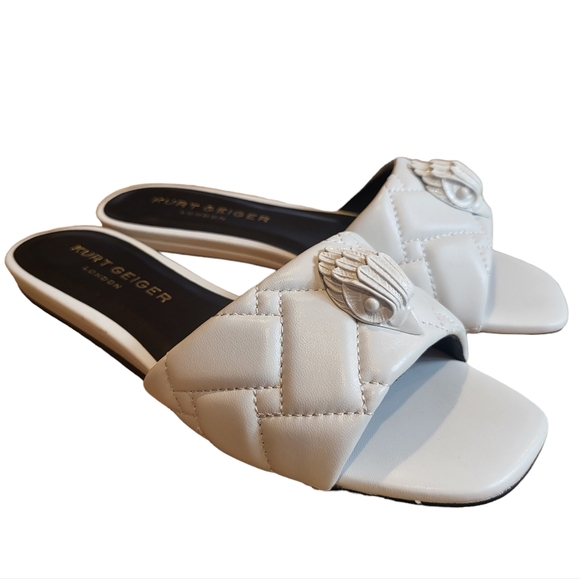 Kurt Geiger Kensington Flat Slide Sandal White - Picture 9 of 12